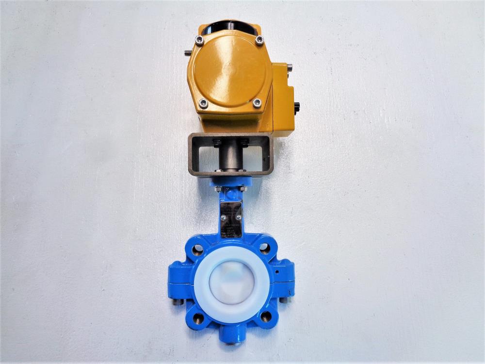 Ebro Armaturen 2" 150# Butterfly Valve, Carbon Steel, PTFE, # T214-A w/ Actuator